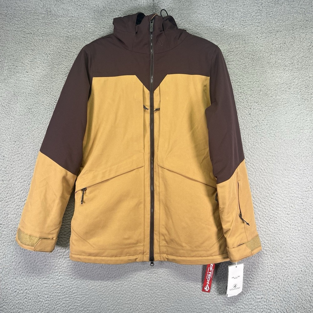 Volcom Shelter 3D Stretch Jacket Womens Small Brown Beige Long Fit Outdoors